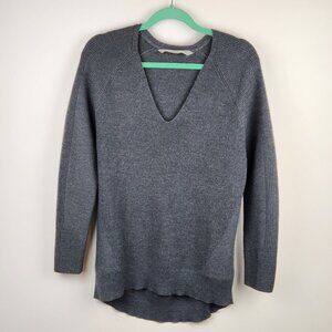 Athleta Merino Wool Blend Ribbed Knit Raglan Sleeve V-Neck Tunic Sweater sz S